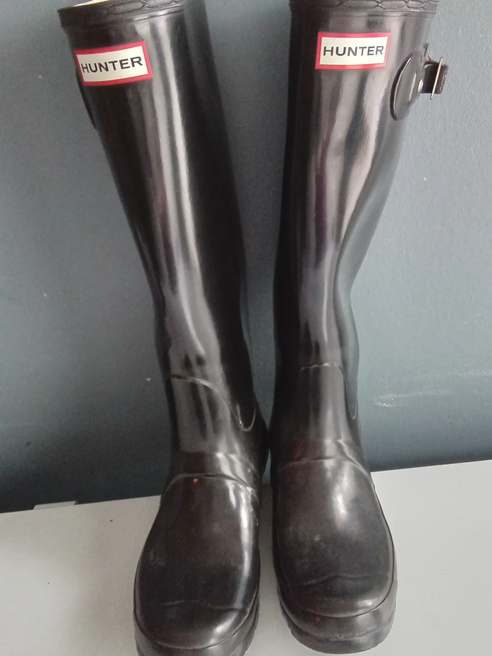 Hunter Women's Tall Black Gloss Rain Boots‎